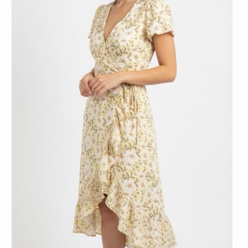 Francesca’s Yellow Wrap Dress